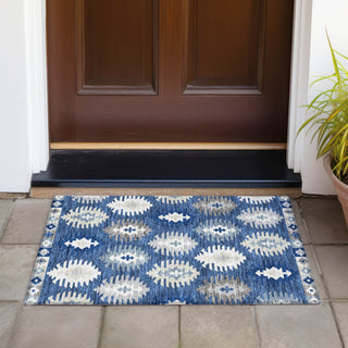 Piper Looms Chantille Southwest ACN983 Navy Machine Washable Area Rug Scatter Outdoor Lifestyle Image Feature