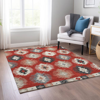 Piper Looms Chantille Southwest ACN983 Red Machine Washable Area Rug Lifestyle Image Feature