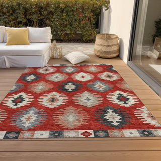 Piper Looms Chantille Southwest ACN983 Red Machine Washable Area Rug Outdoor Lifestyle Image Feature