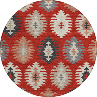 Piper Looms Chantille Southwest ACN983 Red Machine Washable Area Rug Round Main Image