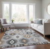 Piper Looms Chantille Southwest ACN983 Silver Machine Washable Area Rug Lifestyle Image Feature
