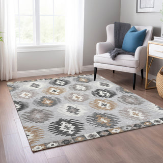 Piper Looms Chantille Southwest ACN983 Silver Machine Washable Area Rug Lifestyle Image Feature