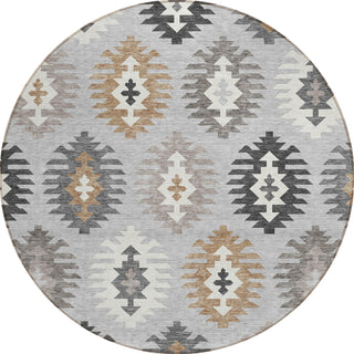 Piper Looms Chantille Southwest ACN983 Silver Machine Washable Area Rug Round Main Image