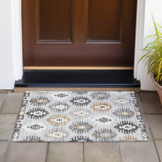 Piper Looms Chantille Southwest ACN983 Silver Machine Washable Area Rug Scatter Outdoor Lifestyle Image Feature