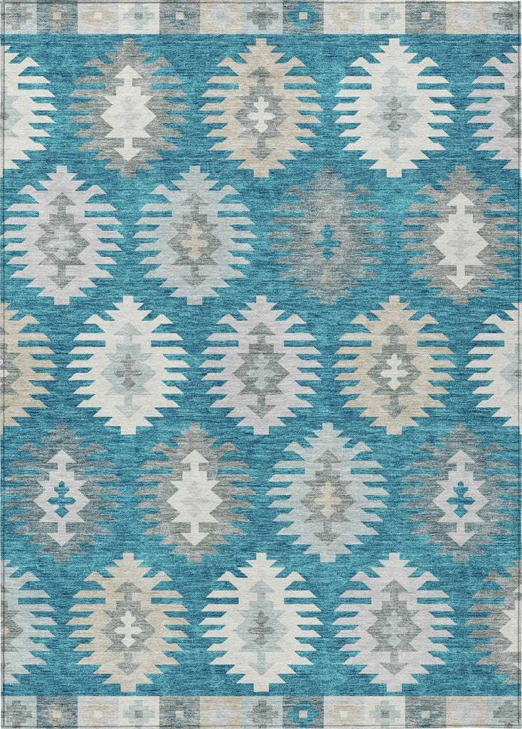 Piper Looms Chantille Southwest ACN983 Teal Machine Washable Area Rug main image