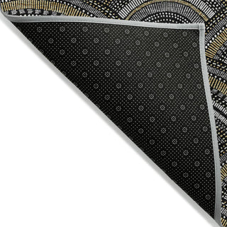 Piper Looms Chantille Circles ACN984 Black Machine Washable Area Rug Backing Image