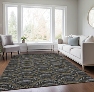 Piper Looms Chantille Circles ACN984 Black Machine Washable Area Rug Lifestyle Image Feature