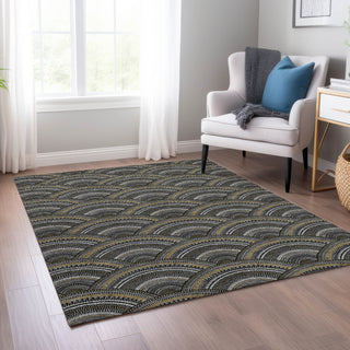 Piper Looms Chantille Circles ACN984 Black Machine Washable Area Rug Lifestyle Image Feature