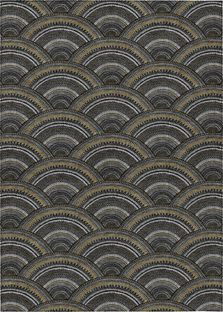 Piper Looms Chantille Circles ACN984 Black Machine Washable Area Rug main image