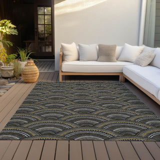 Piper Looms Chantille Circles ACN984 Black Machine Washable Area Rug Outdoor Lifestyle Image Feature