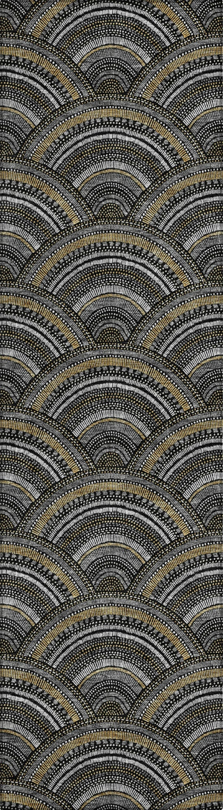 Piper Looms Chantille Circles ACN984 Black Machine Washable Area Rug Runner Main Image