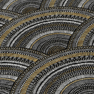 Piper Looms Chantille Circles ACN984 Black Machine Washable Area Rug Swatch Image