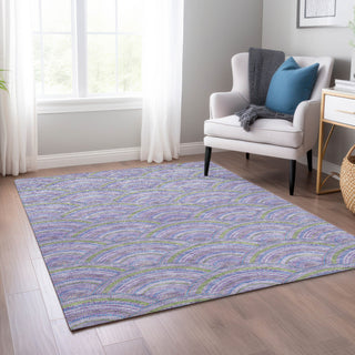 Piper Looms Chantille Circles ACN984 Lavender Machine Washable Area Rug Lifestyle Image Feature