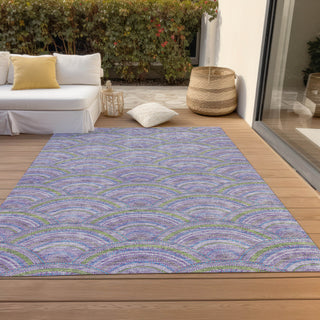 Piper Looms Chantille Circles ACN984 Lavender Machine Washable Area Rug Outdoor Lifestyle Image Feature