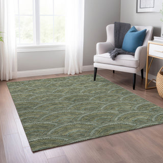 Piper Looms Chantille Circles ACN984 Olive Machine Washable Area Rug Lifestyle Image Feature