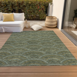 Piper Looms Chantille Circles ACN984 Olive Machine Washable Area Rug Outdoor Lifestyle Image Feature