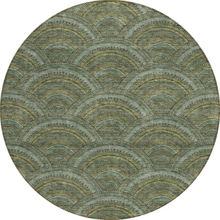 Piper Looms Chantille Circles ACN984 Olive Machine Washable Area Rug Round Main Image