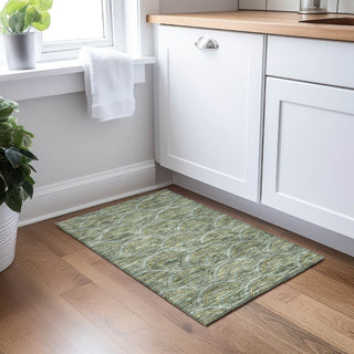 Piper Looms Chantille Circles ACN984 Olive Machine Washable Area Rug Scatter Lifestyle Image Feature