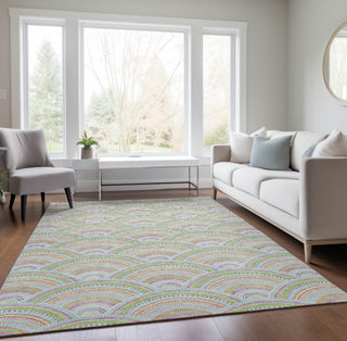 Piper Looms Chantille Circles ACN984 Pearl Machine Washable Area Rug Lifestyle Image Feature