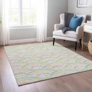 Piper Looms Chantille Circles ACN984 Pearl Machine Washable Area Rug Lifestyle Image Feature