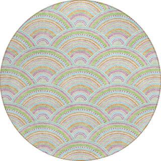 Piper Looms Chantille Circles ACN984 Pearl Machine Washable Area Rug Round Main Image