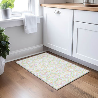Piper Looms Chantille Circles ACN984 Pearl Machine Washable Area Rug Scatter Lifestyle Image Feature