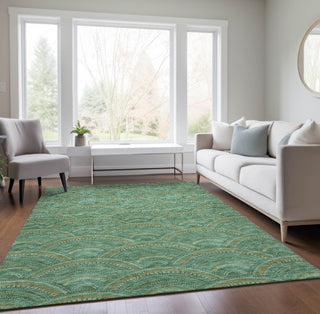 Piper Looms Chantille Circles ACN984 Sage Machine Washable Area Rug Lifestyle Image Feature