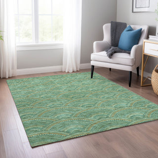 Piper Looms Chantille Circles ACN984 Sage Machine Washable Area Rug Lifestyle Image Feature