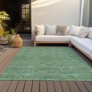 Piper Looms Chantille Circles ACN984 Sage Machine Washable Area Rug Outdoor Lifestyle Image Feature