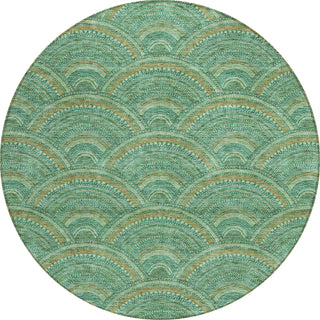 Piper Looms Chantille Circles ACN984 Sage Machine Washable Area Rug Round Main Image
