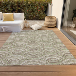 Piper Looms Chantille Circles ACN984 Taupe Machine Washable Area Rug Outdoor Lifestyle Image Feature