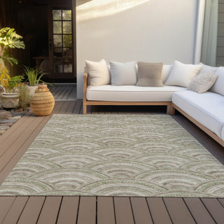 Piper Looms Chantille Circles ACN984 Taupe Machine Washable Area Rug Outdoor Lifestyle Image Feature
