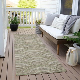 Piper Looms Chantille Circles ACN984 Taupe Machine Washable Area Rug Runner Outdoor Lifestyle Image Feature