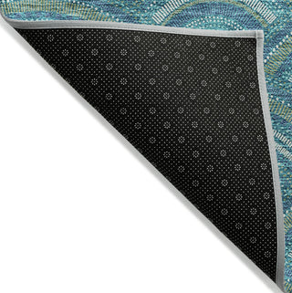 Piper Looms Chantille Circles ACN984 Teal Machine Washable Area Rug Backing Image