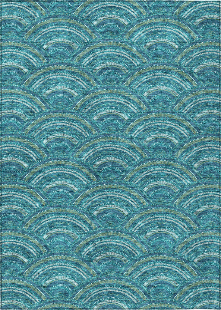 Piper Looms Chantille Circles ACN984 Teal Machine Washable Area Rug main image