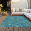 Piper Looms Chantille Circles ACN984 Teal Machine Washable Area Rug Outdoor Lifestyle Image Feature
