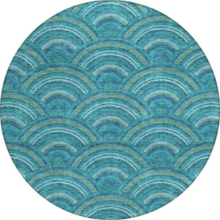 Piper Looms Chantille Circles ACN984 Teal Machine Washable Area Rug Round Main Image