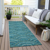 Piper Looms Chantille Circles ACN984 Teal Machine Washable Area Rug Runner Outdoor Lifestyle Image Feature