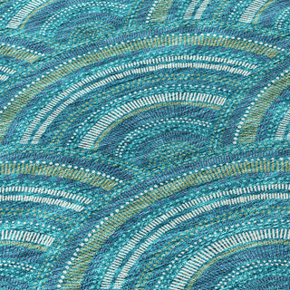 Piper Looms Chantille Circles ACN984 Teal Machine Washable Area Rug Swatch Image