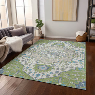 Piper Looms Chantille Oriental ACN985 Aloe Machine Washable Area Rug Lifestyle Image Feature
