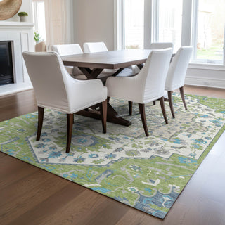 Piper Looms Chantille Oriental ACN985 Aloe Machine Washable Area Rug Lifestyle Image Feature