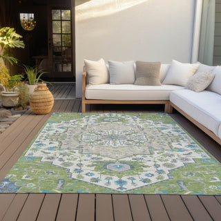 Piper Looms Chantille Oriental ACN985 Aloe Machine Washable Area Rug Outdoor Lifestyle Image Feature
