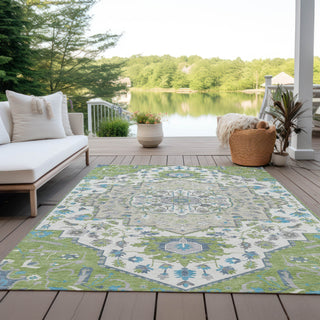 Piper Looms Chantille Oriental ACN985 Aloe Machine Washable Area Rug Outdoor Lifestyle Image Feature