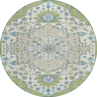 Piper Looms Chantille Oriental ACN985 Aloe Machine Washable Area Rug Round Main Image