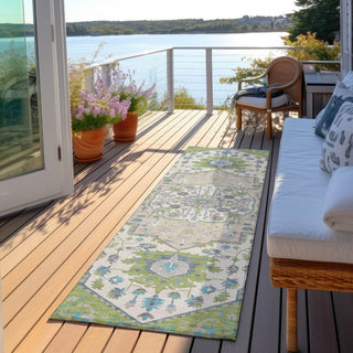 Piper Looms Chantille Oriental ACN985 Aloe Machine Washable Area Rug Runner Outdoor Lifestyle Image Feature