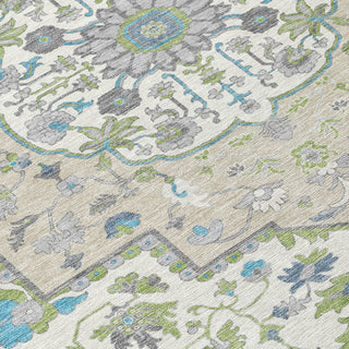 Piper Looms Chantille Oriental ACN985 Aloe Machine Washable Area Rug Swatch Image