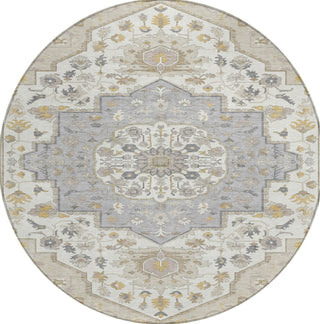 Piper Looms Chantille Oriental ACN985 Beige Machine Washable Area Rug Round Main Image