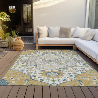 Piper Looms Chantille Oriental ACN985 Gold Machine Washable Area Rug Outdoor Lifestyle Image Feature