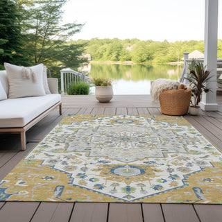 Piper Looms Chantille Oriental ACN985 Gold Machine Washable Area Rug Outdoor Lifestyle Image Feature