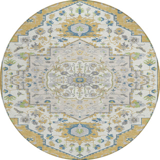 Piper Looms Chantille Oriental ACN985 Gold Machine Washable Area Rug Round Main Image